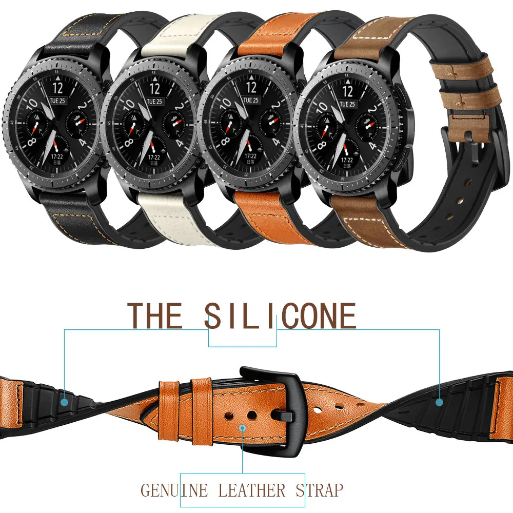 Для samsung galaxy watch smartwatch силиконовый кожаный спортивный водонепроницаемый быстросъемный ремешок 20 мм 22 мм