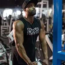 Хлопковая спортивная рубашка без рукавов в европейском и американском стиле, модный жилет для фитнеса, бега, тренировок, баскетбола