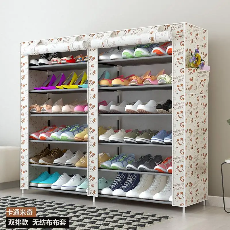 Тканевая стойка для обуви из ткани Оксфорд, большой пылезащитный шкаф для хранения обуви, двухрядная большая емкость, многослойная сборка, модная обувная стойка - Цвет: style19