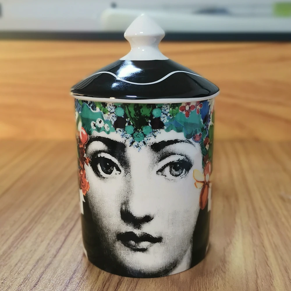Подсвечники Fornasetti, канделябры, украшение дома, керамические кувшин, чашка с цветочным орнаментом, марокканский декор, Mumluk с черной крышкой - Цвет: 13