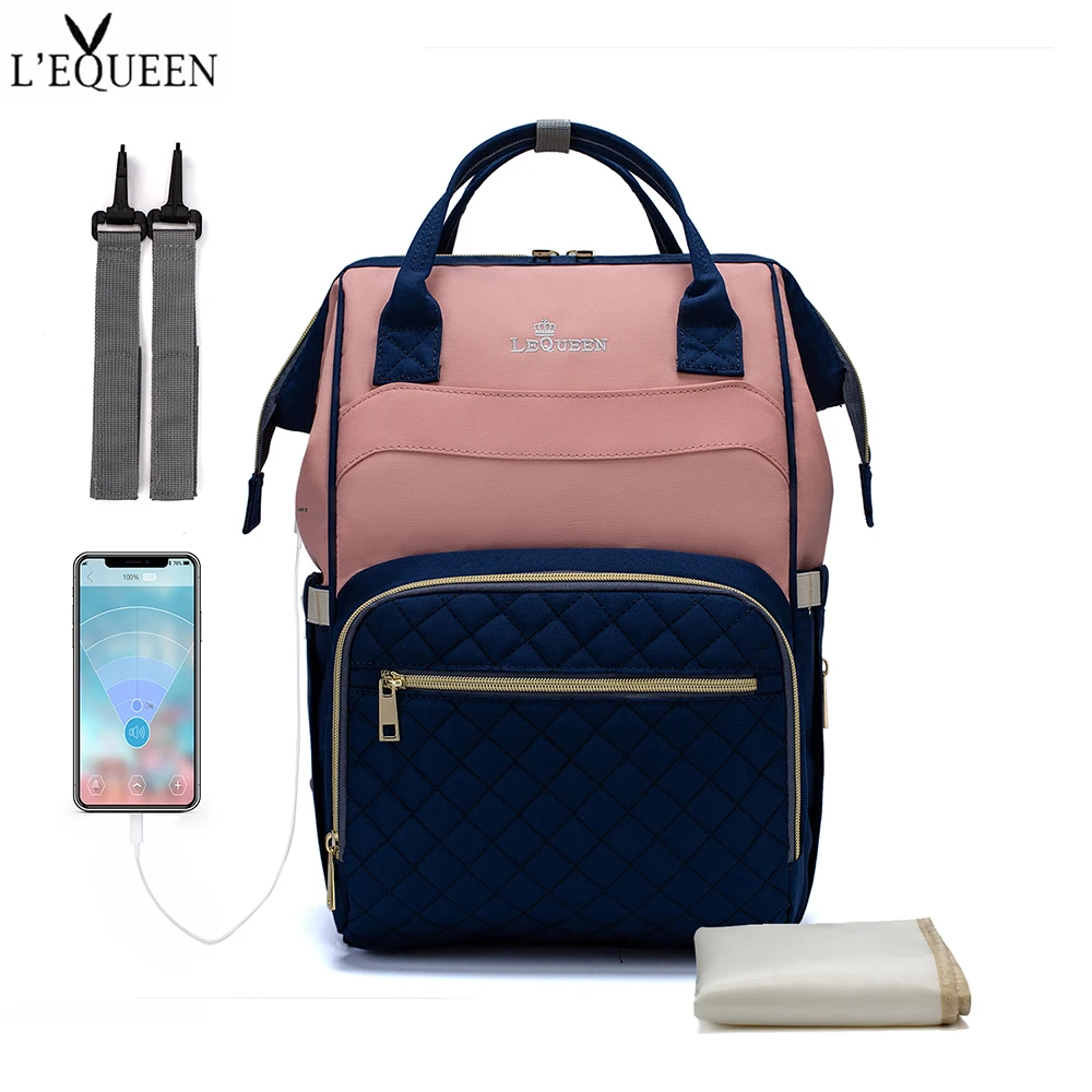 

LEQUEEN Stitching Color Diaper Bag Large Capacity Mummy Nursing Bag for Mom Travel Diaper Backpack Maternity Backpack Nappy Bag