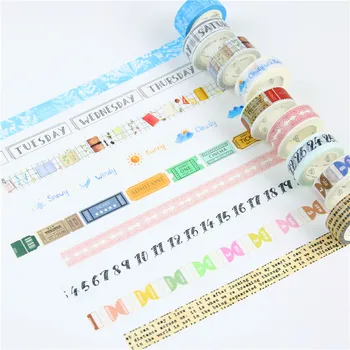 

18 Styles Travel/Week/Number/Rose/Cactus Adhesive Tape Diary Kawaii Scrapbooking DIY Craft Sticky Deco Decorative Tape