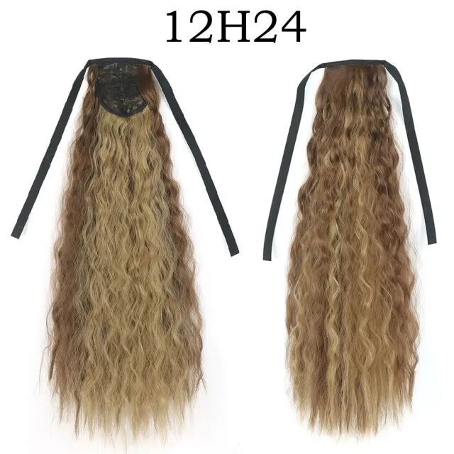 Corn Wavelength Ponytail Synthetic Fake Bandage Hair Extension Black-tailed Blond Girl Heat-resistant Ladies Special Extra Long T27/30/4