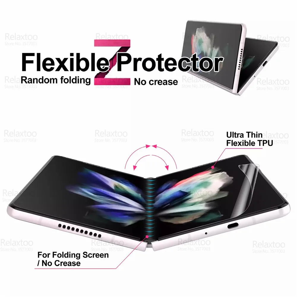 4in1 For Samsung Galaxy Z Fold3 5G Hydrogel Protective Film Sumsung Z Fold 3 ZFold3 Camera Back Front Screen Protector Not Glass cell phone screen protector