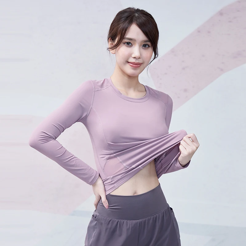 Vansydical Sports Tops Long Sleeve Women Reflective Yoga Shirts Mesh Spliced Fitness Workout Tees Slim Outdoors Excise Crop Top