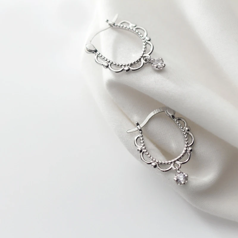 MloveAcc подлинное серебро 925 пробы кружево серьги-кольца для женщин Свадебная вечеринка очаровательные ювелирные изделия