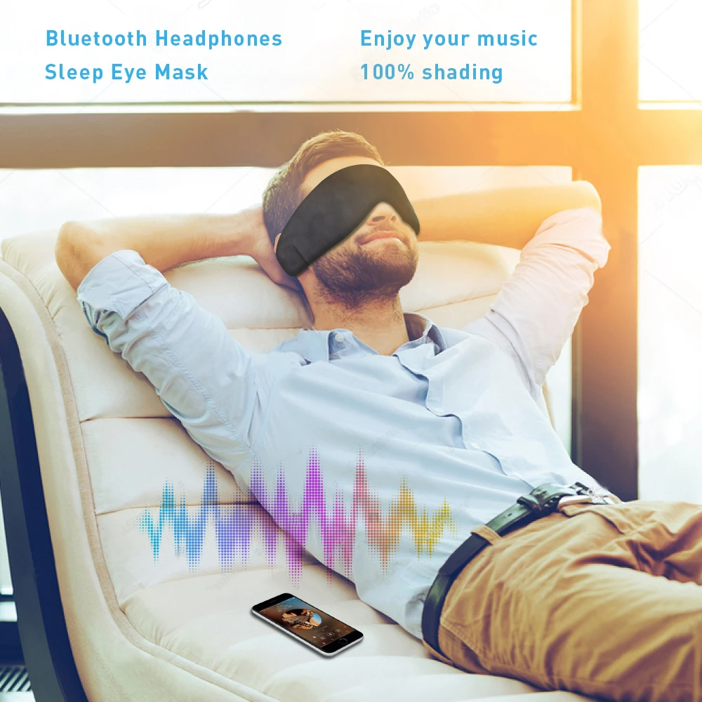 Bluetooth Eyemask маска для сна перезаряжаемая с наушниками моющаяся повязка на глаза для путешествий, офиса, дома, маска для сна