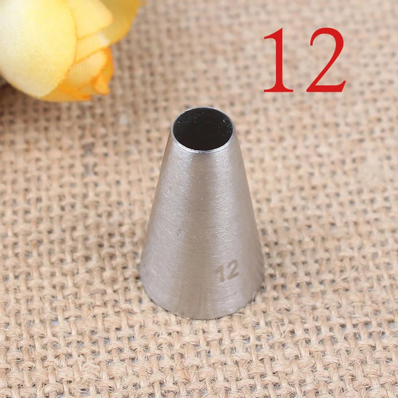 

#12 Stainless Steel Round Icing Piping Tips Cake Cream Nozzle Pastry Fondant Baking Cake Decorating Tools
