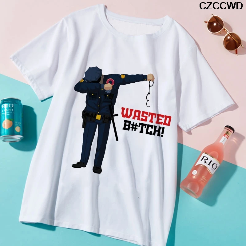 

CZCCWD Poleras Mujer De Moda Wasted Bitch Letter T Shirt Women Harajuku Fashion Tshirt Leisure Streetwear Female T-shirt Tops