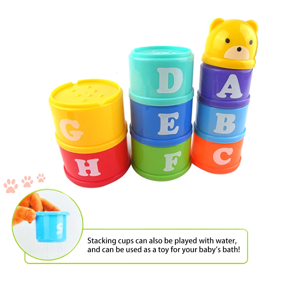 Stack & Nest Plastic Cups Rainbow Stacking Tower Educational Stacking Kids Toy5H 