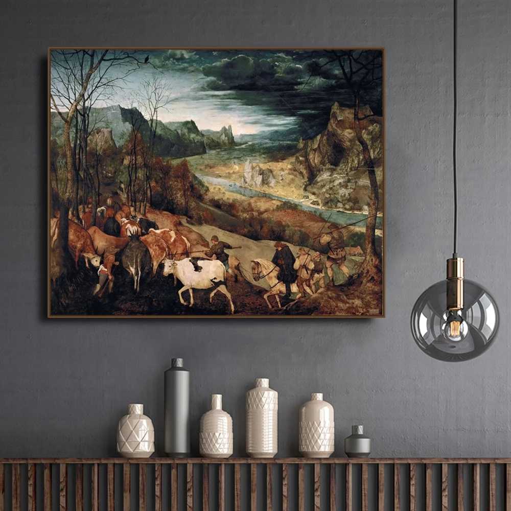 

Herd Return by Brueghel Canvas Painting Calligraphy Posters Prints For Living Room Bedroom Wall Pictures Home Art Decor