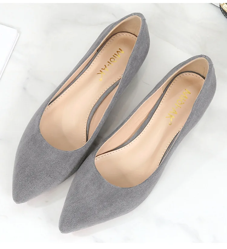 Big Size 34-43 Women Suede Leather Shoes 3.5CM High Heels Ladies Dress Work Shoes Slip On Pumps Woman Square Heels Wedding Shoes