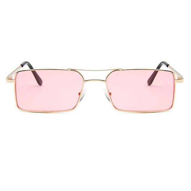 OEC CPO Vintage Square Metal Steampunk Sunglass Women Brand Designer Metal Punk Sun Glasses Driving Men Oculos De Sol O156 C3 Gold-Pink