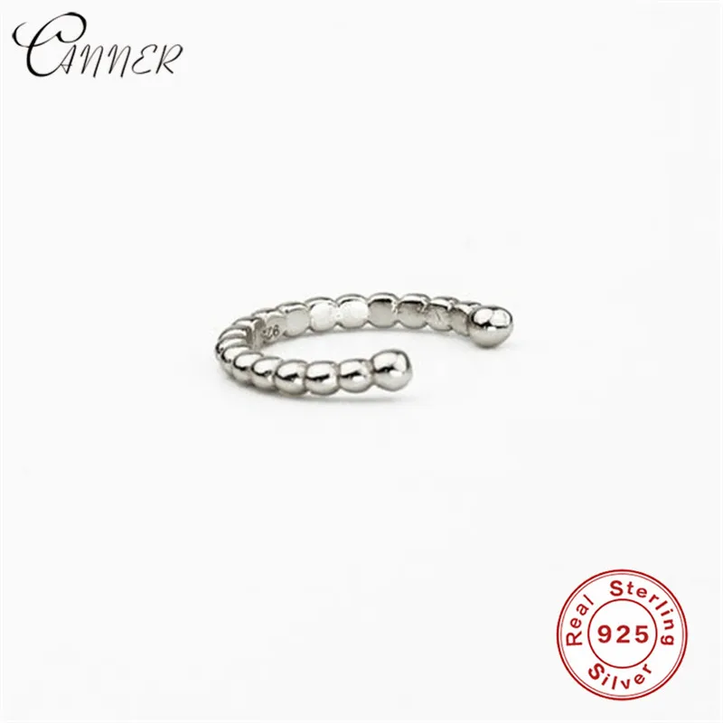 silver 1pc CANNER 925 пробы серебряные тонкие серьги-манжеты для женщин бисер «геометрическая фигура» клипсы для ушей серьги-манжеты минималистичные ювелирные изделия - Окраска металла: silver 1pc