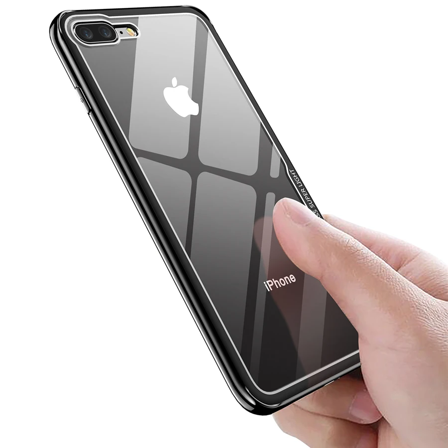 Роскошное закалённое стекло с покрытием чехол для iPhone 8 7 6 6s Plus прозрачный ТПУ стекло задняя крышка для iPhone X XR XS Max бампер чехол