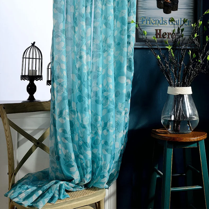 

Modern Rural Tulle Curtains for Living Room Bedroom Sheer Curtain Printed Kitchen Tulle Voile Curtains Window Panel Drapes