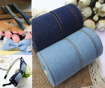 

Free Shipping 15yards/lot 10mm,25mm,40mm Jeans Ribbon for DIY Handmade Hair Clip Bowknot