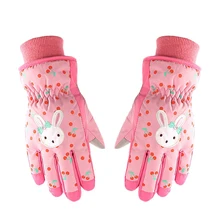 Детские милые перчатки для катания на лыжах и сноуборде для девочек; водонепроницаемые зимние; теплые; термо-флисовые уличные Верховые перчатки