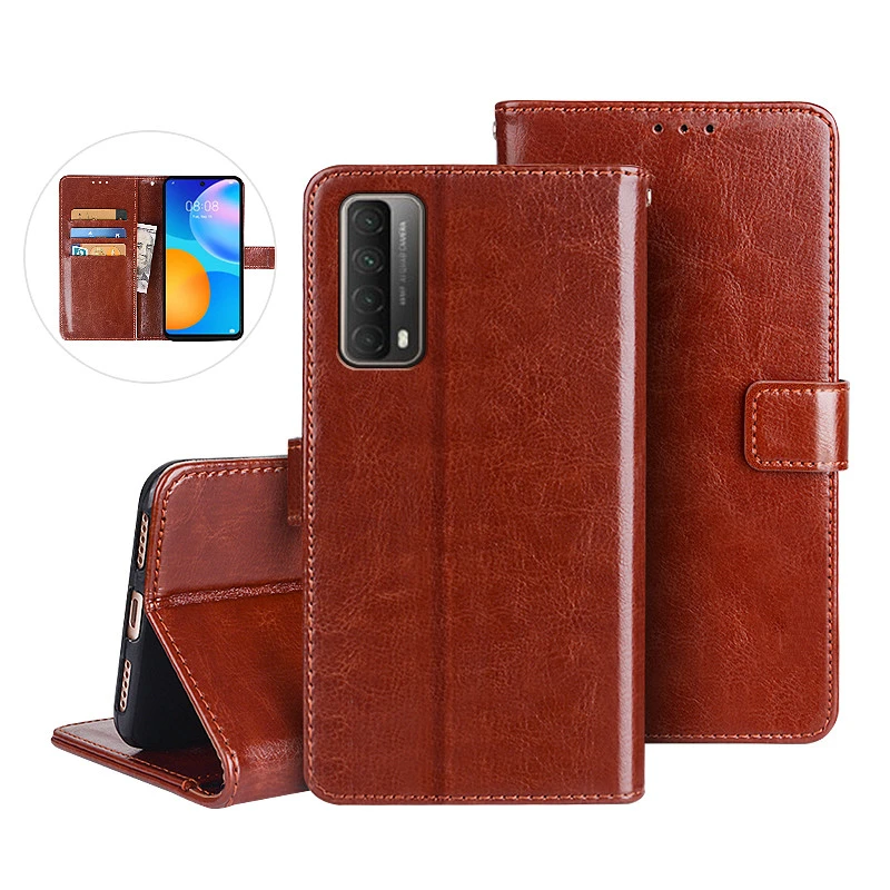 For Huawei Y7A Case 6.67 inch Magnetic Flip Crazy Horse Pattern Leather Case For Huawei Y7A Case Wallet Cover huawei pu case
