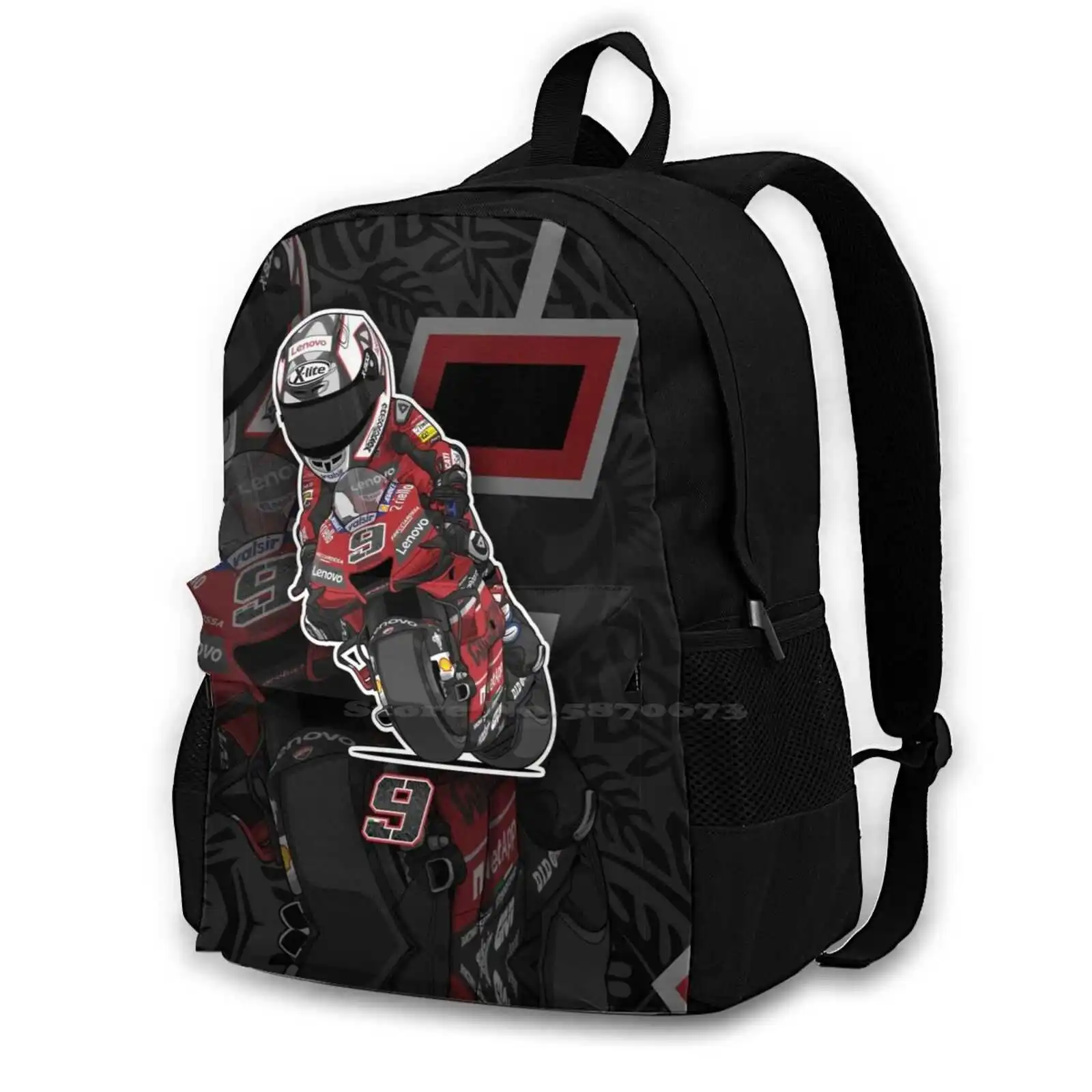 

Danilo Petrucci V-3 Backpacks For Men Women Teenagers Girls Bags Racing Petrux Grand Prix Gp Petrux 9 Italia Racing Bike