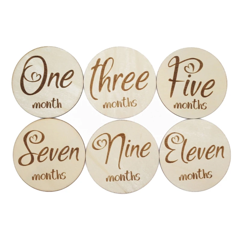 infant photoshoot 6 Pcs Handmade Baby Milestone Card Vintage Numbers Engraved Wood Infants Gender Card Bathing Gift Newborn Photography Props Set newborn photography with parents Baby Souvenirs