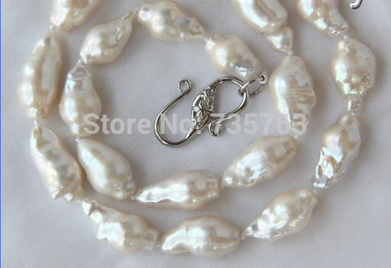 HOT 001397 big 26mm baroque white keshi reborn freshwater cultured pearl necklace
