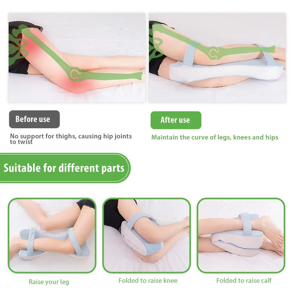 Almohada de rodilla con correa elástica para dormir, almohada de soporte  ortopédico de espuma viscoelástica para ciática, dolor de espalda,  alineación de la columna vertebral - AliExpress