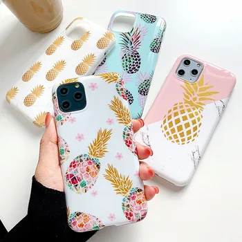 

Luxury Soft Silicone Phone Case For iPhone11 Pro X XR XS Max 7 8 Plus TPU Golden Small Pineapple Protective Back Cover