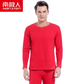 

NANJIREN Men Thermal Underwear Sets Winter Thick Thermo Underwear Red Casual Long Johns Set Male Thermal Sleepwear Home Clothes