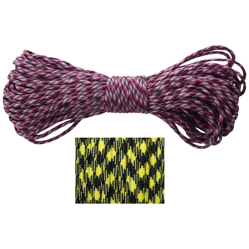 

2Pcs 550 Paracord 7 Inner Strands Mil Spec Type III Bushcraft Survival Lanyard Rope, 100 FT - Black Yellow (43) & Red Camouflage