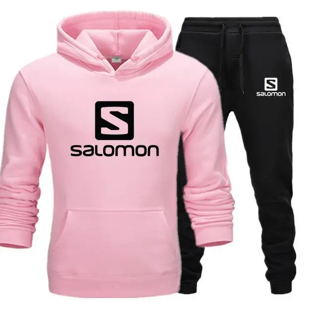pink-black-HB Новинка, брендовый спортивный костюм, модные мужские спортивные толстовки, комплекты из двух предметов, флисовая плотная Толстовка+ штаны, спортивный костюм для мужчин - Цвет: pink-black-HB