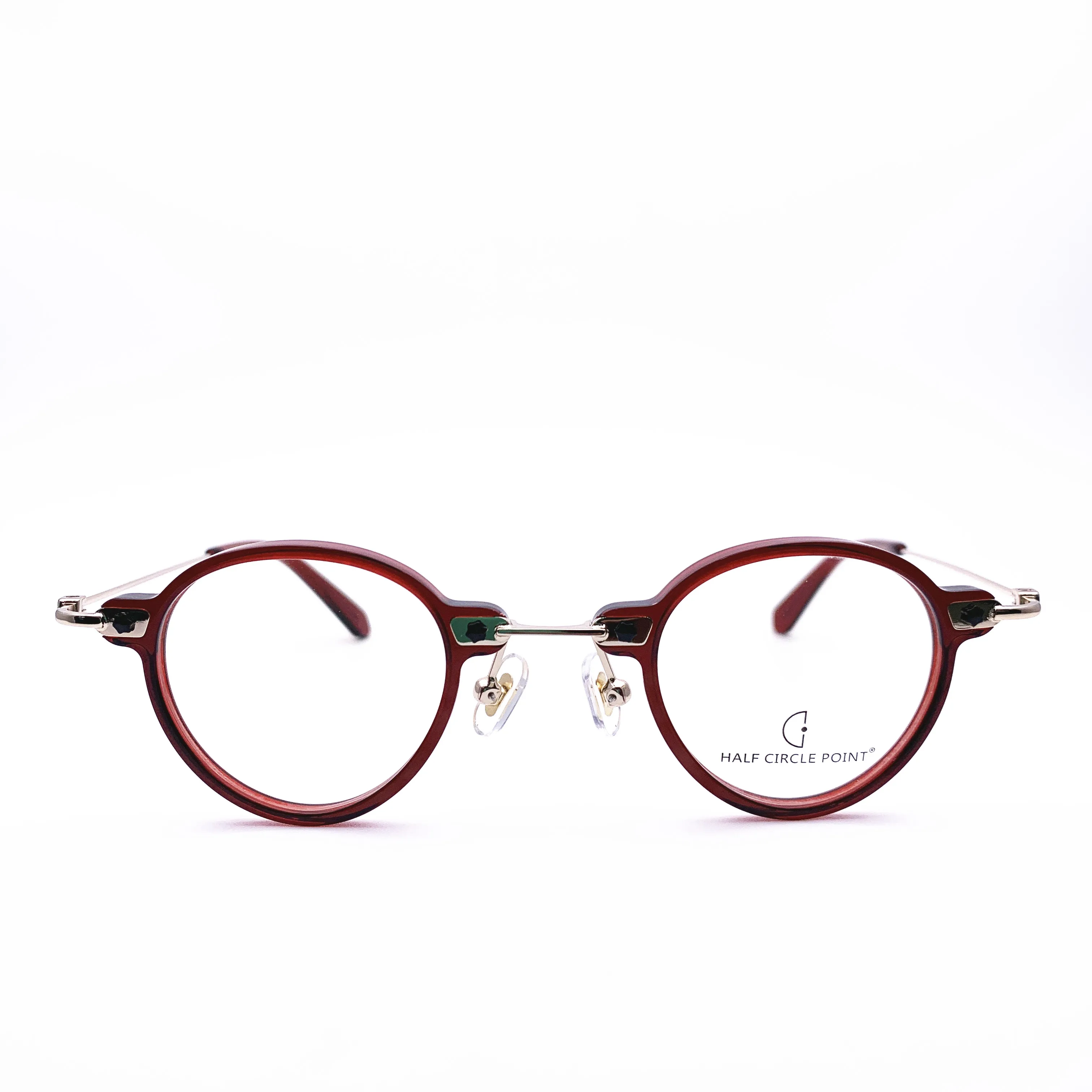 

Belight Optical Women Men Acetate Fancy Mini Small Round Acetate Star Rivet Design spectacle frame precription lens HP505