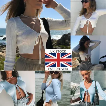 

Womens Long Sleeve Bolero Shrug Knit Stretch Cropped Jacket Cardigan Top Sweater