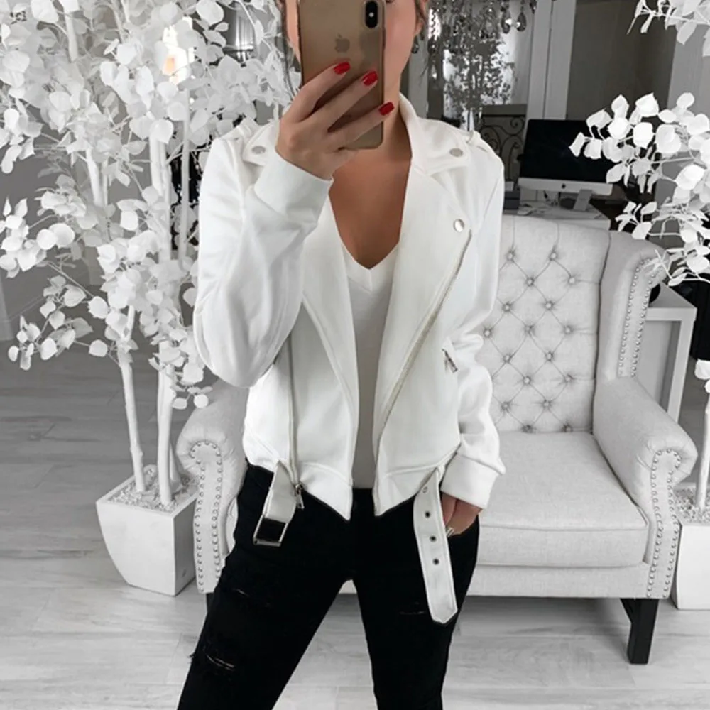 

AvoDvoA Women Jackets Turn-down Collar Long Sleeve Zipper Jacket Autumn Winter Fashion Casual Female Plus Size Tops