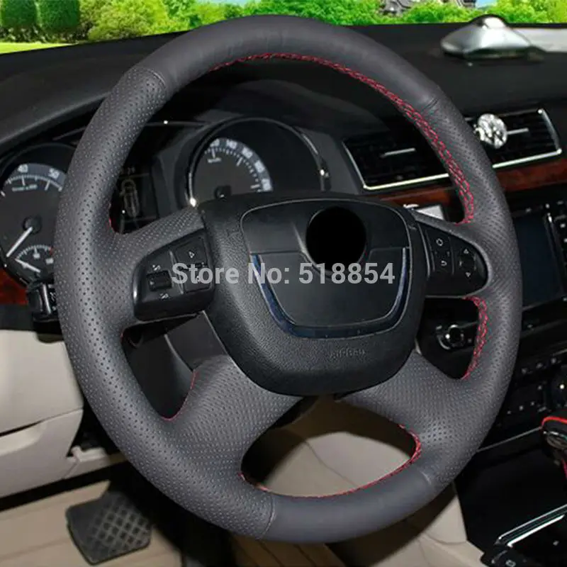 Чехол на руль из искусственной кожи для Skoda Octavia Superb 2012 Fabia a 5 a5 2013 Yeti 2009 2013|leather steering