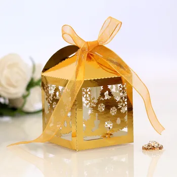 

Laser Hollow Candy Box Christmas Tree Candy Box Bright Gold Green Candy Box Christmas Snowflake Christmas Decoration Gift Bag 5Z