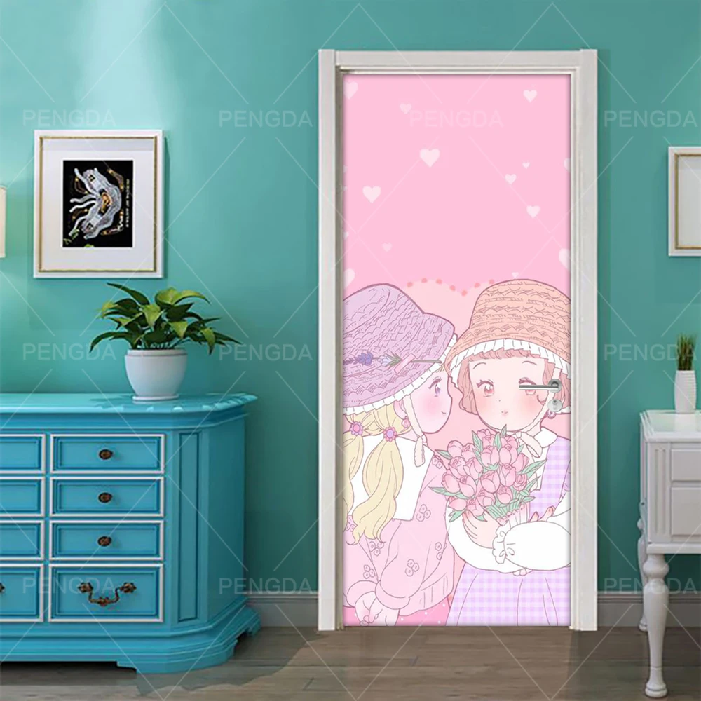 Самоклеющиеся DIY водоотталкивающие обои с принтом мультяшная девушка арт фотообои домашний декор Ремонт для спальни двери стикер