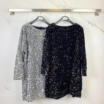 

2020 autumn new women sequinedd long sleeve ddress fashion bling bling dreesses 2 color ddxgz3