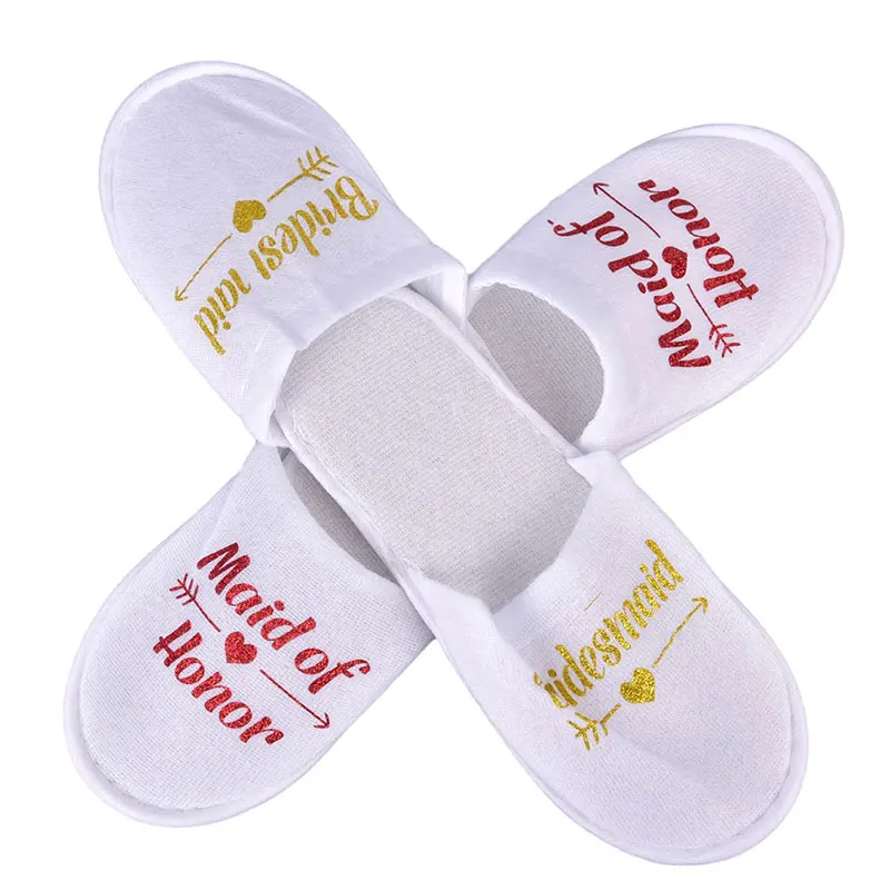 1 Pair Bride Shower Wedding Decoration Bridesmaid Hen Party Spa Soft Slippers Ladies Bachelorette Supplies Gifts | Дом и сад