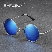 SHAUNA классические Поляризованные Круглые Солнцезащитные очки женские весенние шарнирные ретро мужские очки с зеркальным покрытием UV400