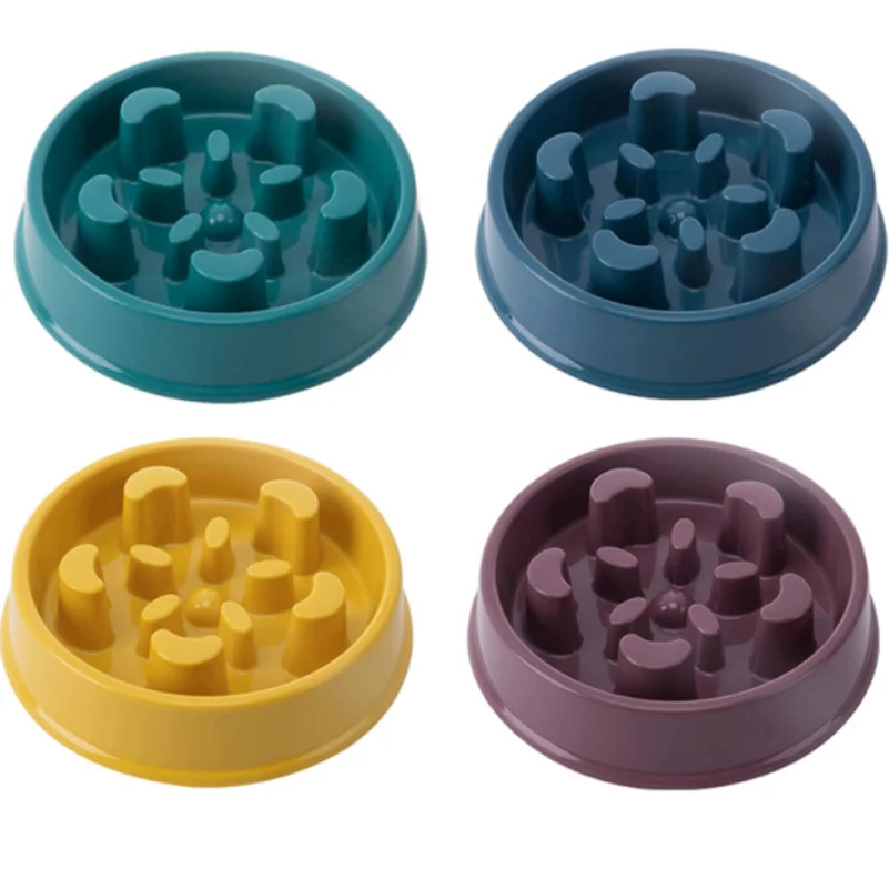 Pet Dog Bowl Slow Feeder Plastic Puppy Cat Eating Dish Bowl Anti-gulping Food Plate Feeding Dog Cat Food Supplies