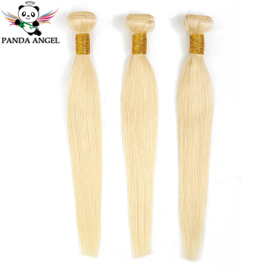 

Panda Angel Peruvian Straight Hair Bundles Weave 613 Blonde Color Remy 100% Human Hair Weave Extensions 10-28Inch Fast Shipping