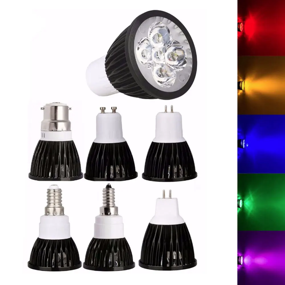 Dimmable Black LED Spotlight E26 E27 E14 GU10 MR16 GU5.3 9W 12W 15W Lamp Bulb Lighting AC 85-265V 110V 220V DC 12V LED Lampada