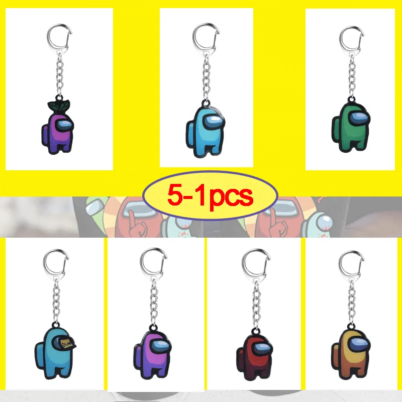 

1-5pcs Hot Games Among Us Keychain Acrylic Colourful Gift Keychains for Car Keys Decoration Accessories