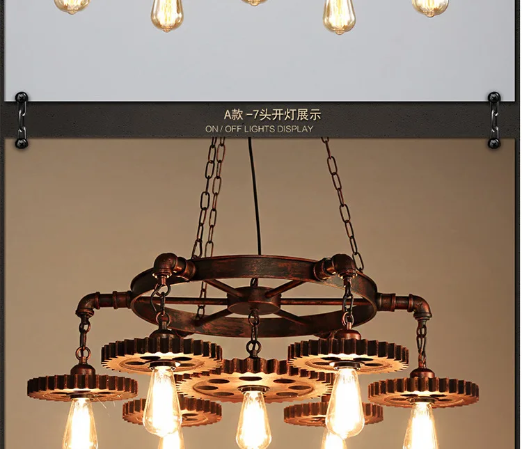 Retro pendant lamp Iron Fixture LED Ceiling Lamp Industrial Chandelier E27 Indoor Lighting for Loft Bar Steampunk Light Fixture