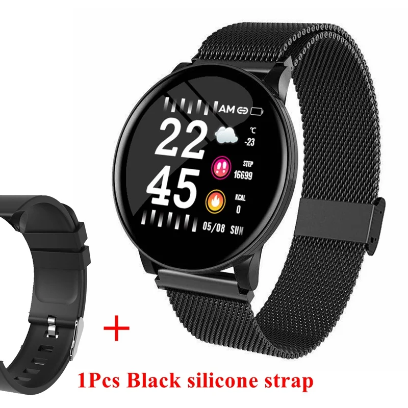 BS add black strap Cobrafly, умные часы для женщин, кровяное давление, сердечный ритм, сенсорный экран, умные часы, женские, водонепроницаемые, спортивные часы для Android, IOS, Xiaomi - Цвет: BS add black strap