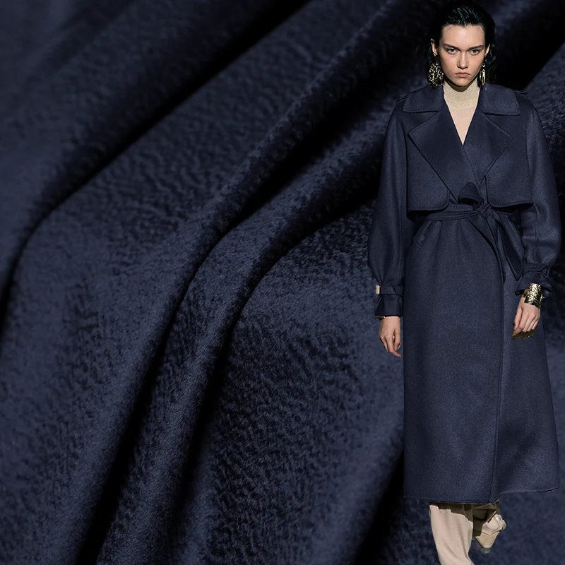 Темно-синее кашемировое пальто с волнистым напылением, материалы для зимних женских пальто, одежда для шитья