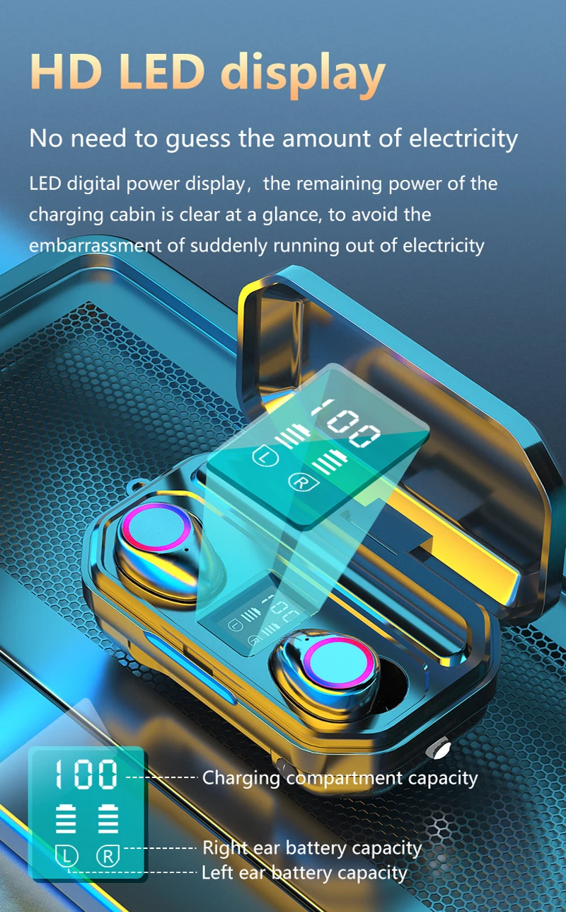 TWS Bluetooth 5.0 Earphone Wireless Headphones earphones Sport Earbuds Gaming Headset With Mic Charging Box For IOS Phone M12