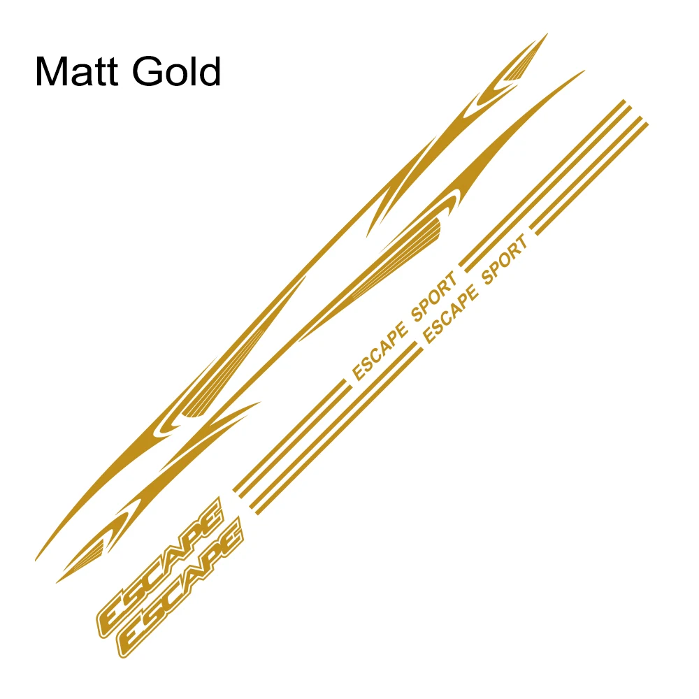 Matt Gold 2 шт. стильная наклейка для автомобиля Ford Escape боковая полоска гоночная Спортивная декорация Авто Виниловая Наклейка Автомобильные тюнинговые аксессуары - Название цвета: Matt Gold