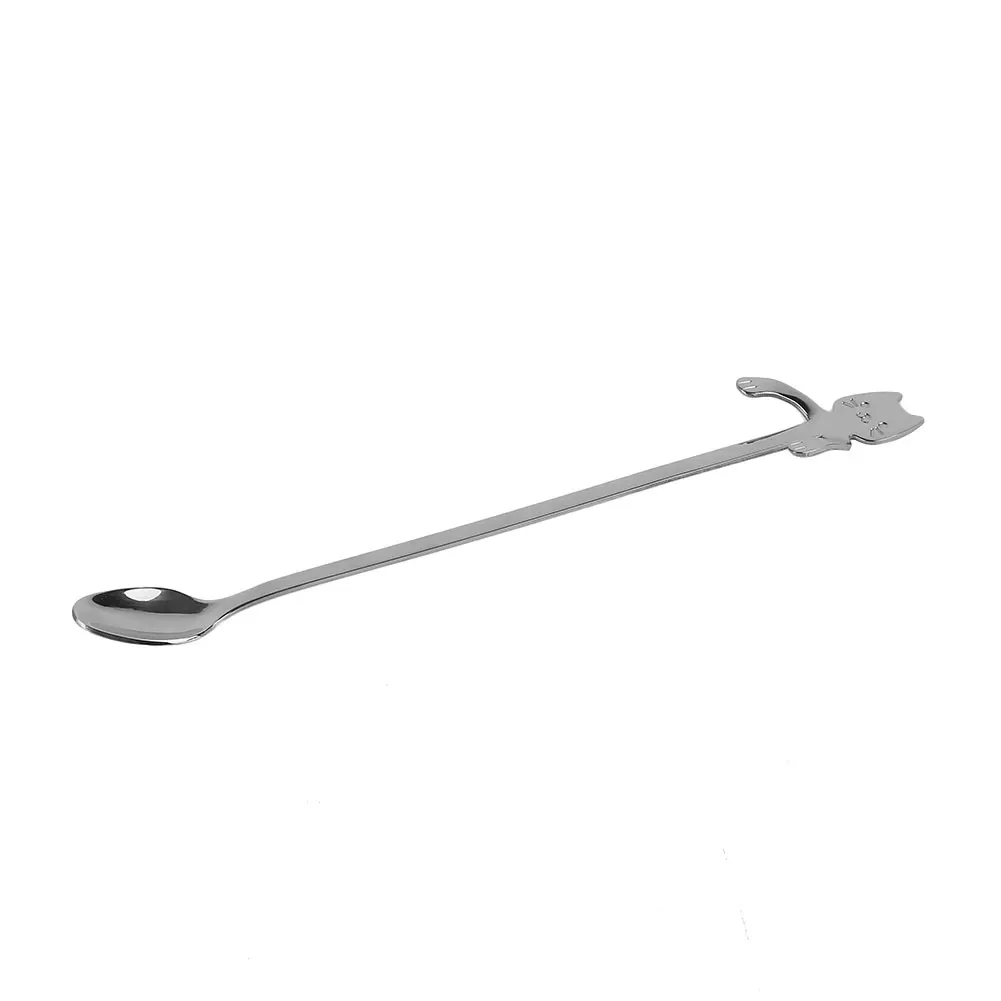 Cat Steel Coffee Soup Tea Spoon Ice Cream Cocktail Kitchen Tableware Teaspoons
